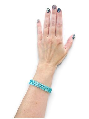 Vintage Y2K Turquoise Memory Wire Wrap Bracelet